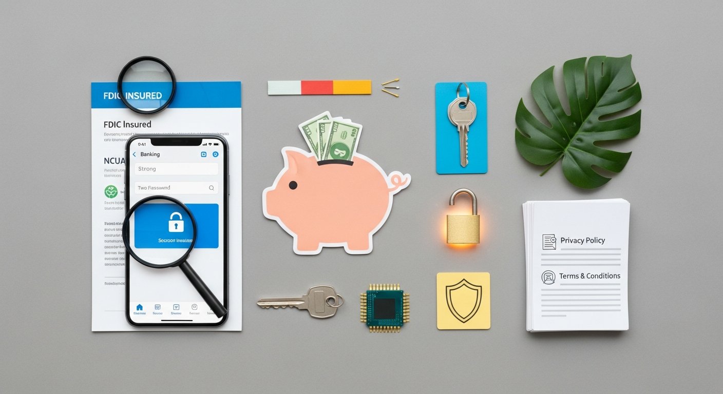 Illustration of secure online banking on smartphone and laptop for personal finance and fintech safety