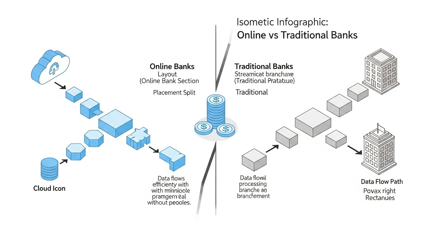 online vs traditional banks - infographic 4 illustration